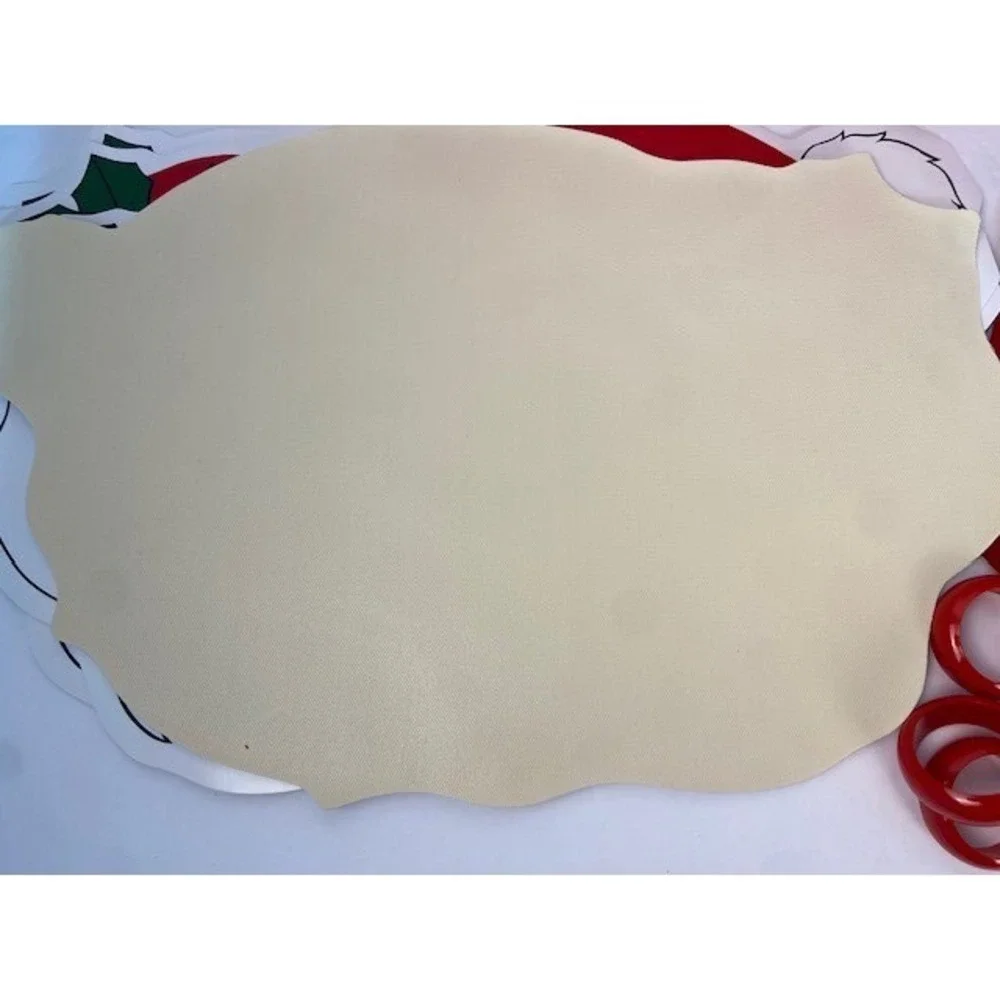 Vintage Table Fashion 12 Piece Christmas Set Santa Placemats Napkins Rings Red